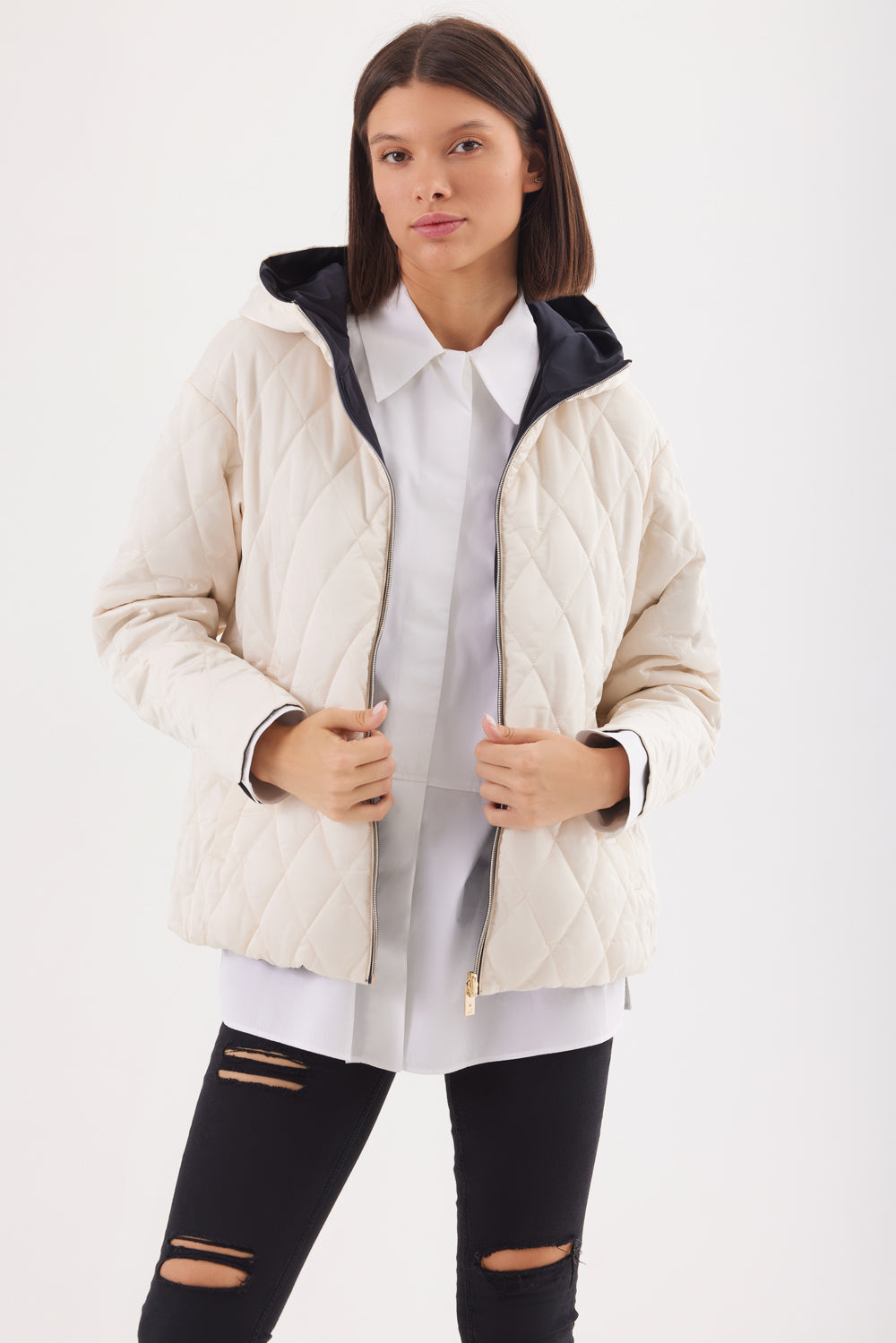 Geacă reversibila damă LERA, black / reverse beige