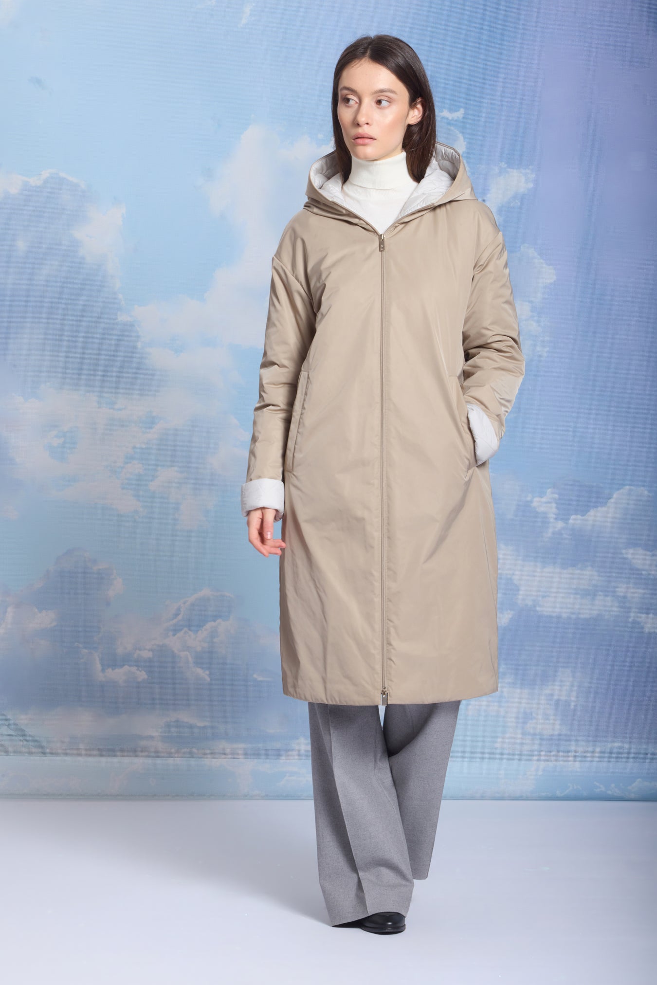 Palton damă reversibil AZA lunar rock/reverse crockery