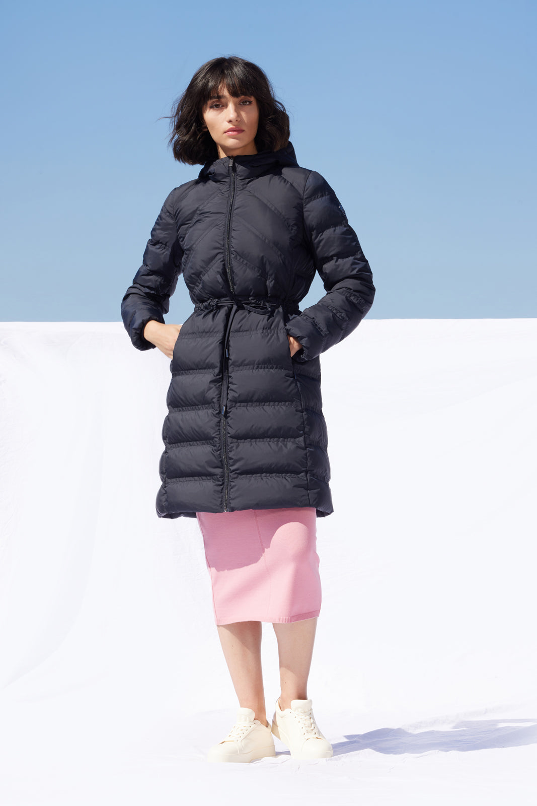 Palton de damă DL003 dark navy