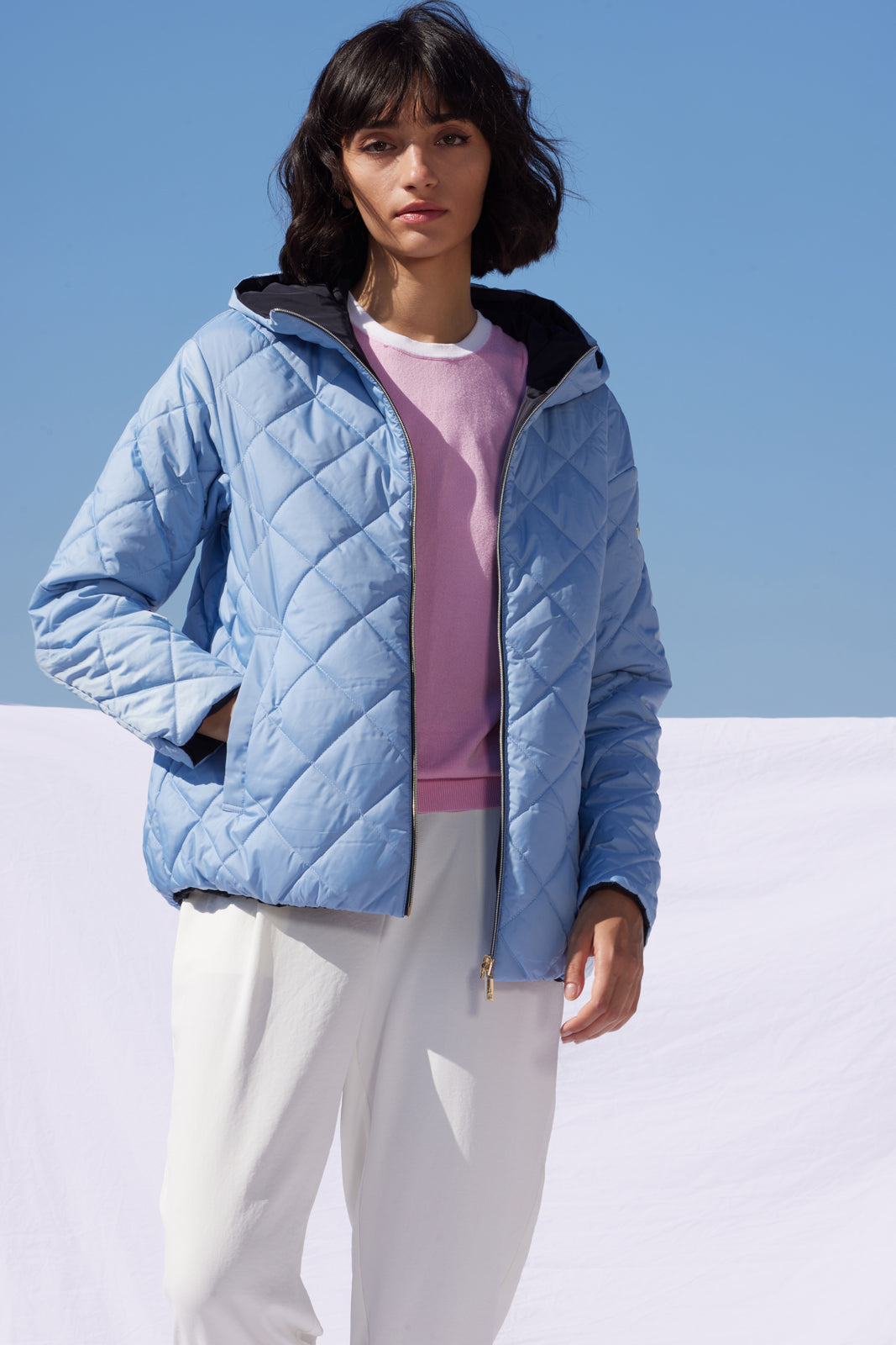 Geacă damă reversibilă LERA – Dark Navy / Dusty Blue