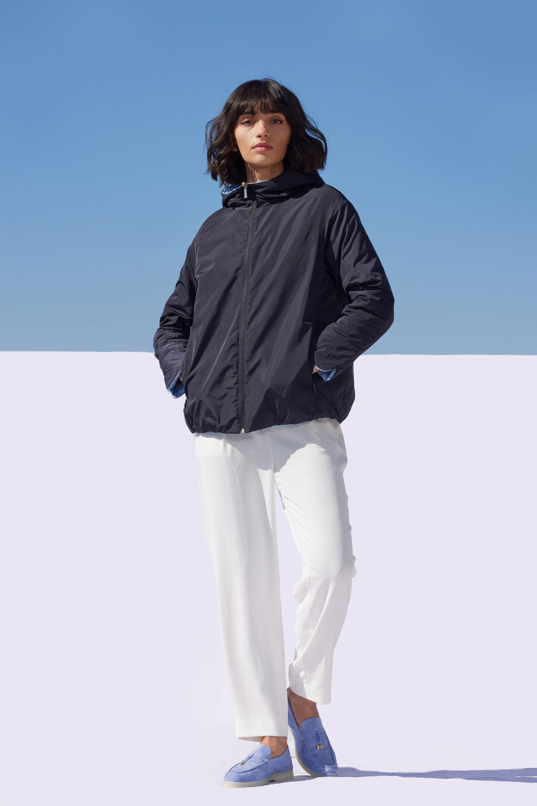 Geacă damă reversibilă LERA – Dark Navy / Dusty Blue