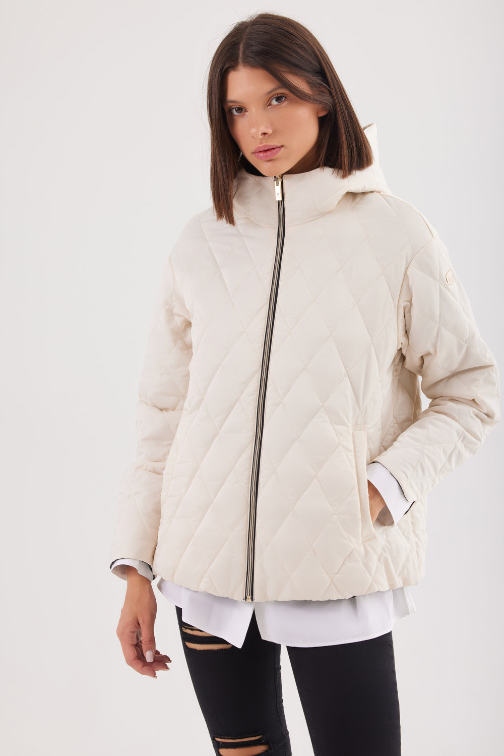 Geacă damă reversibilă LERA, Black / Reverse Beige