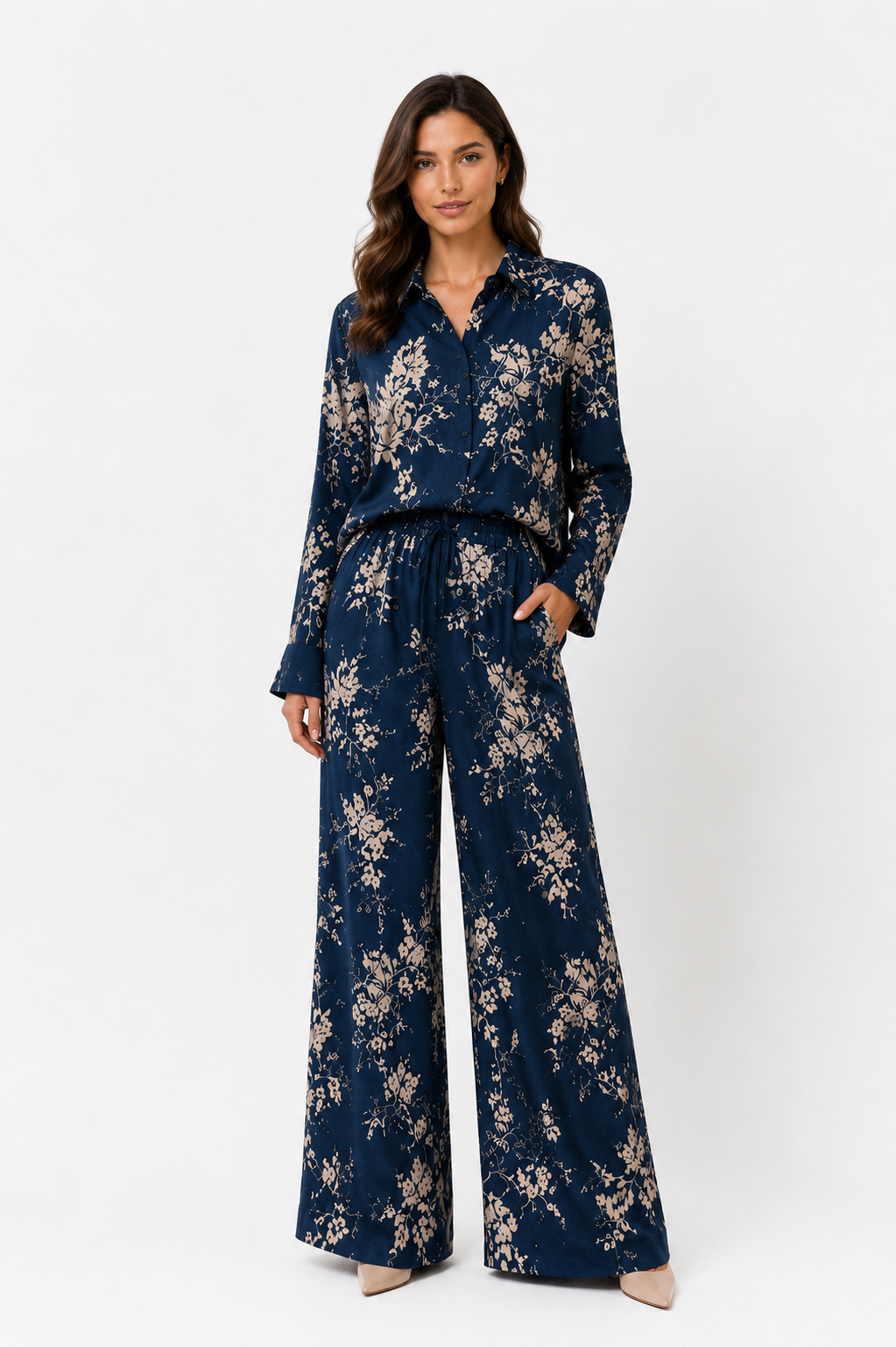 Set damă FLOWERS dark navy