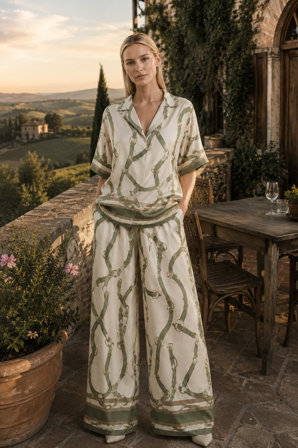 Set damă CHAINS sage green