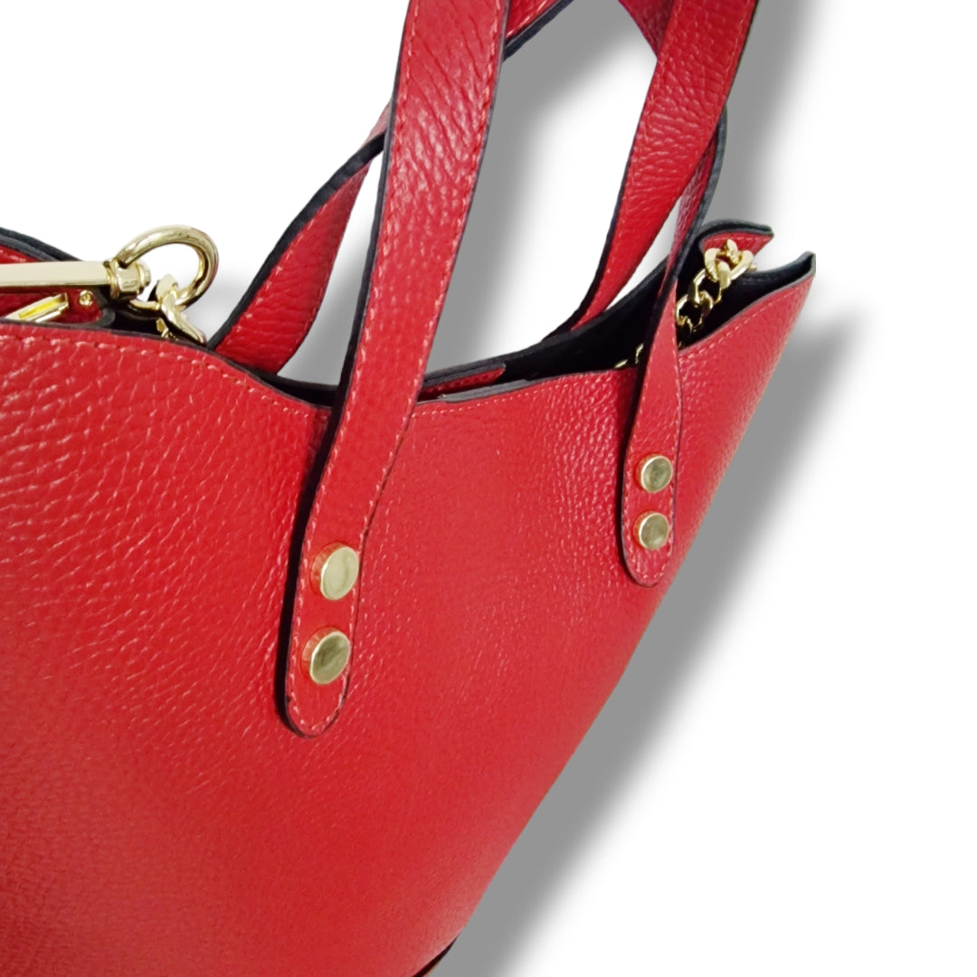 Geantă damă din piele naturală Trapeze Red Tote – Roșu | Made in Italy