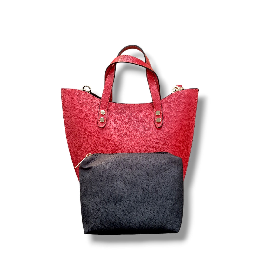 Geantă damă din piele naturală Trapeze Red Tote – Roșu | Made in Italy