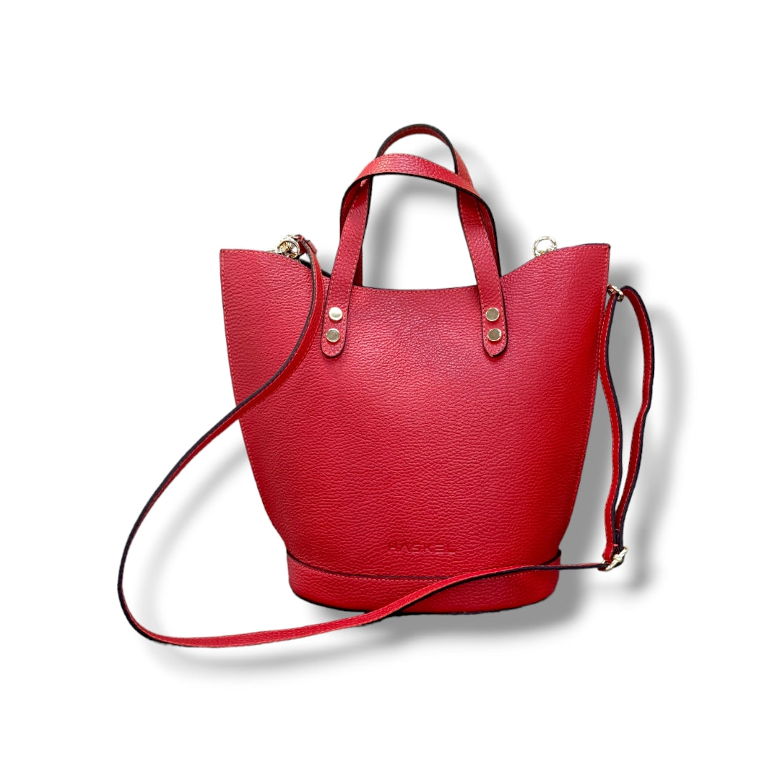 Geantă damă din piele naturală Trapeze Red Tote – Roșu | Made in Italy