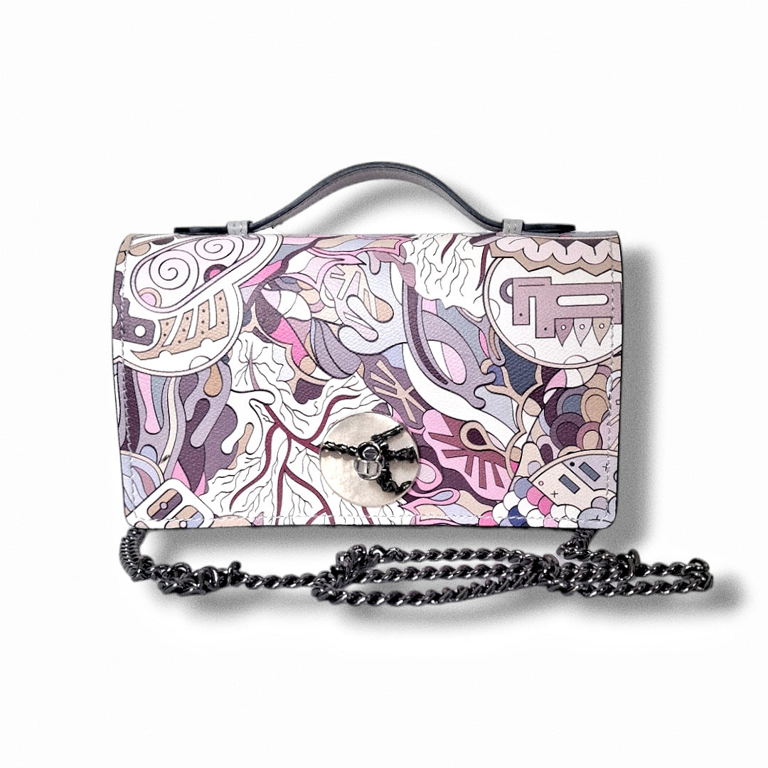 Geantă damă din piele naturală Barset Grey Illusion Crossbody – Multicolor | Made in Italy