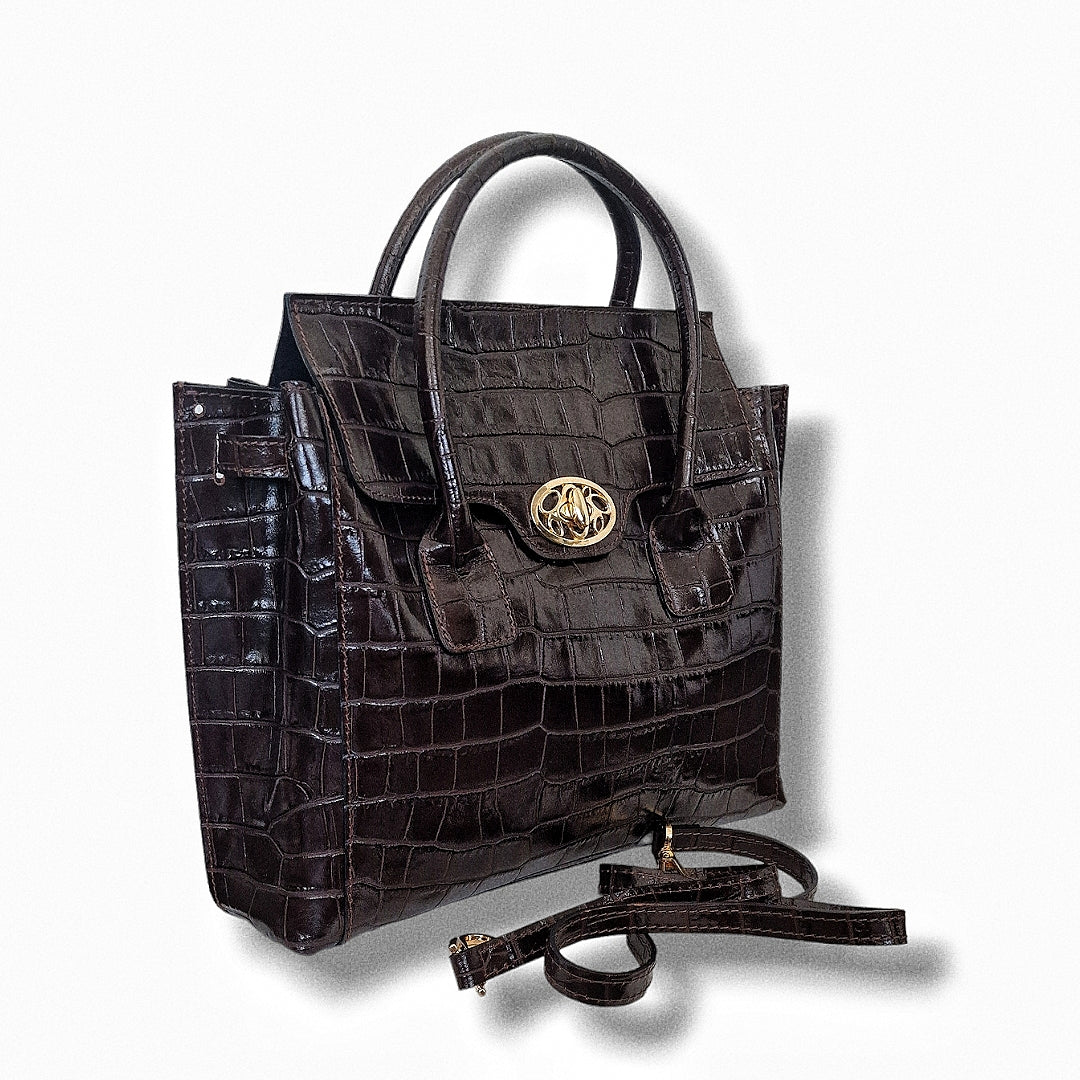 Geantă damă din piele naturală Parma Bordo Crocco Big Tote – Bordo Croco | Made in Italy