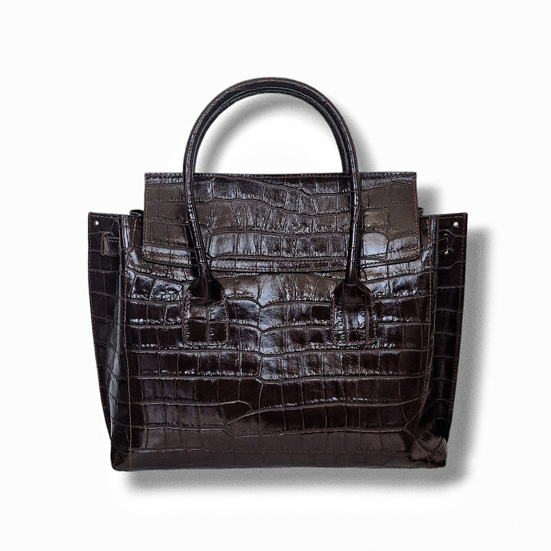 Geantă damă din piele naturală Parma Bordo Crocco Big Tote – Bordo Croco | Made in Italy