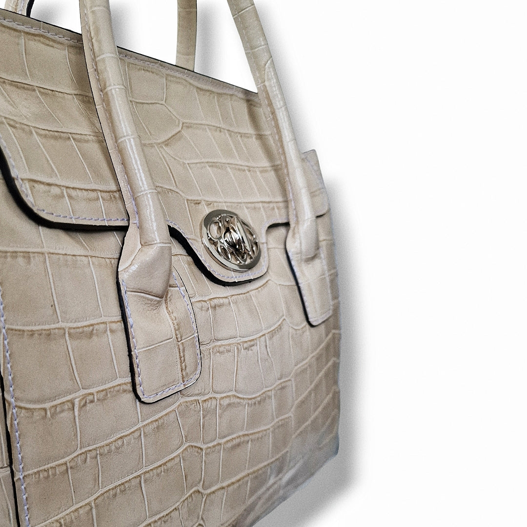 Geantă damă din piele naturală Parma Nude Crocco Big Tote – Nude Croco | Made in Italy