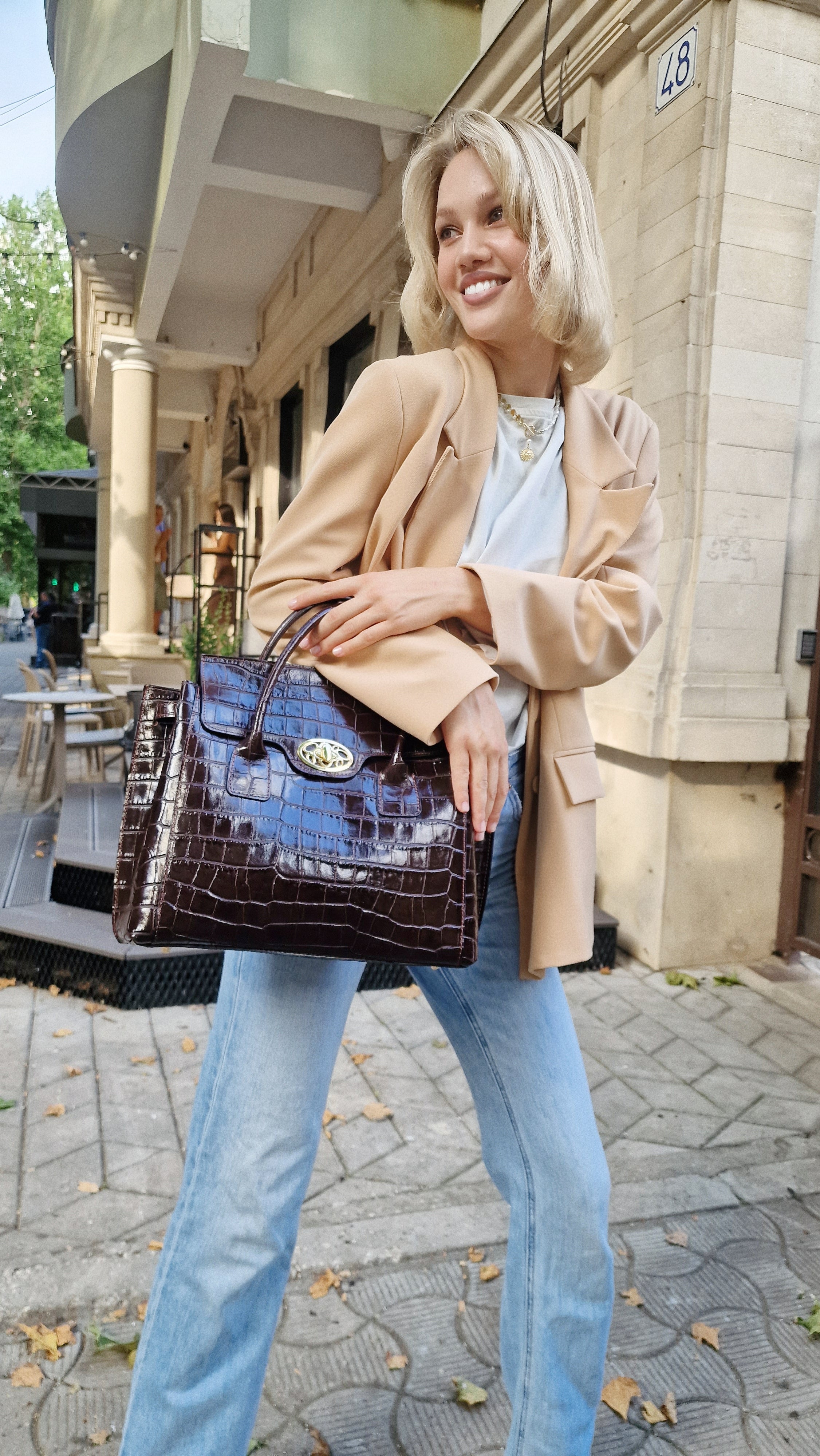 Geantă damă din piele naturală Parma Bordo Crocco Big Tote – Bordo Croco | Made in Italy