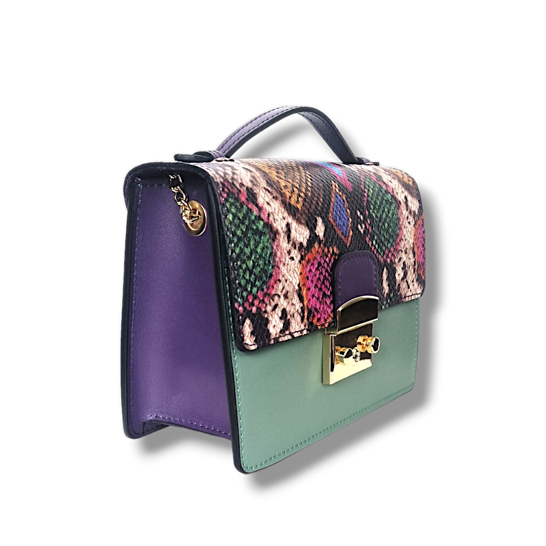 Geantă damă din piele naturală Case Python Light Green Crossbody – Verde Deschis | Made in Italy