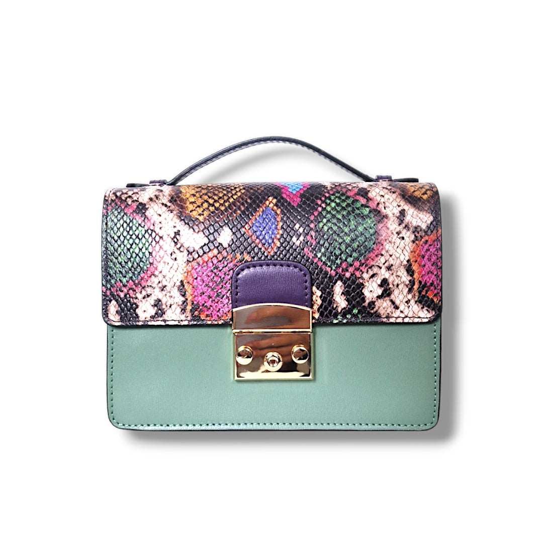 Geantă damă din piele naturală Case Python Light Green Crossbody – Verde Deschis | Made in Italy