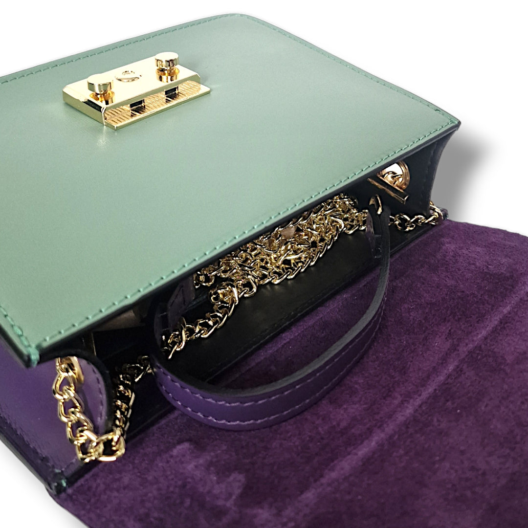 Geantă damă din piele naturală Case Python Light Green Crossbody – Verde Deschis | Made in Italy