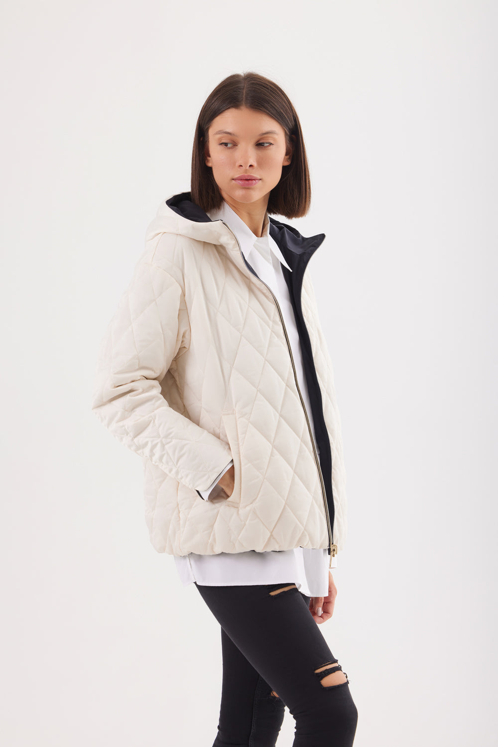 Geacă reversibila damă LERA, black / reverse beige