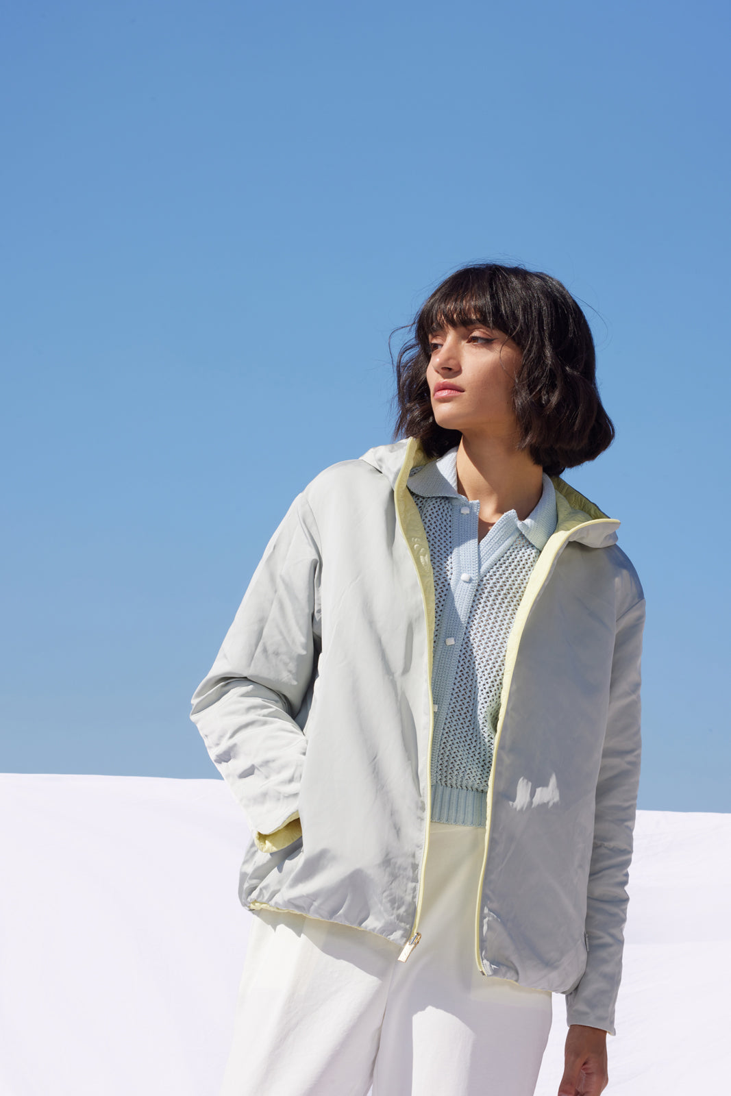 LERIA – Jachetă damă reversibilă, wax yellow / pigeon