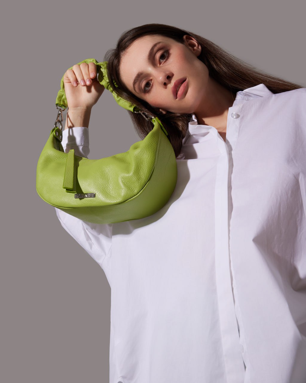 Geantă damă din piele naturală Baguette Green Soft – Verde | Made in Italy