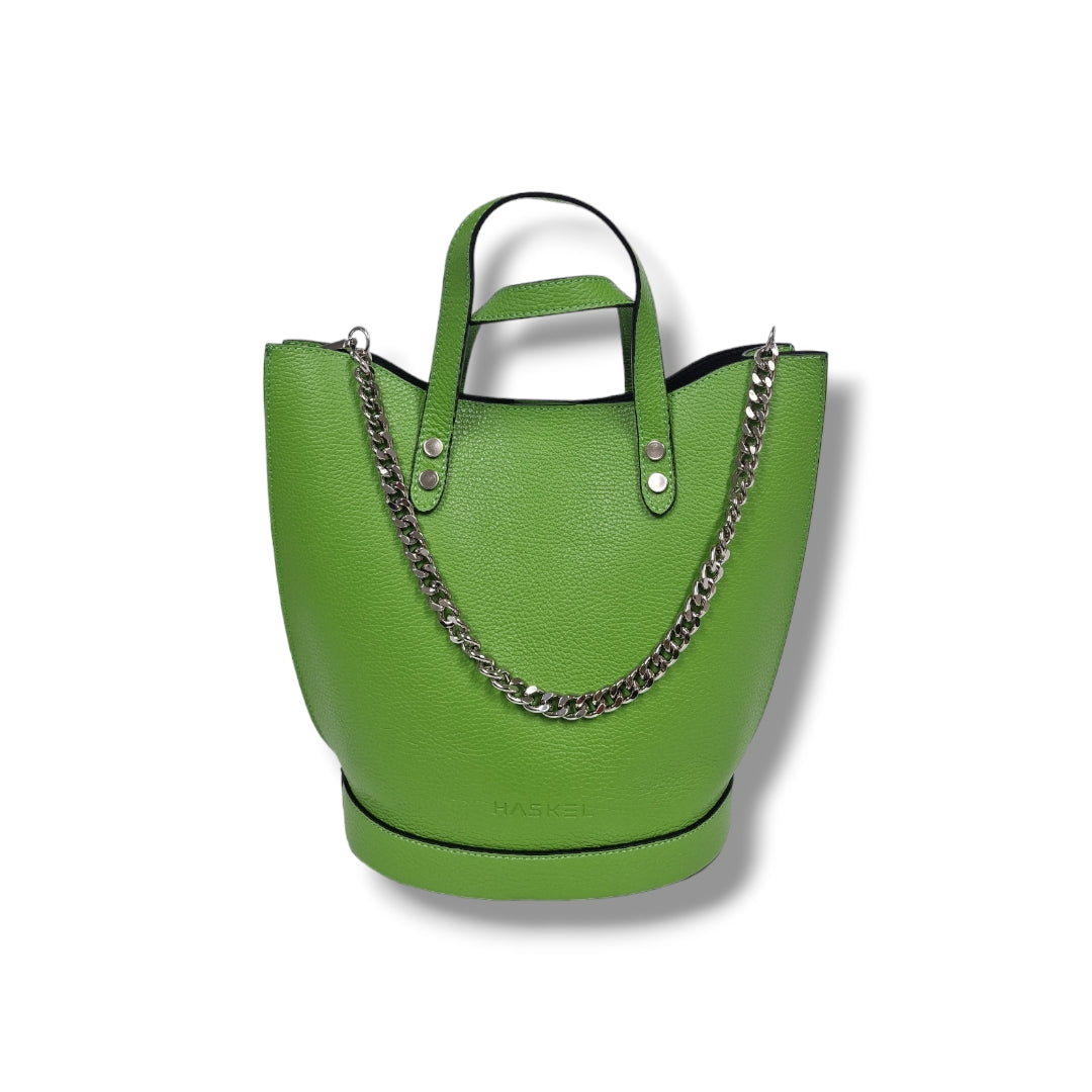 Geantă damă din piele naturală Trapeze Green Tote – Verde | Made in Italy