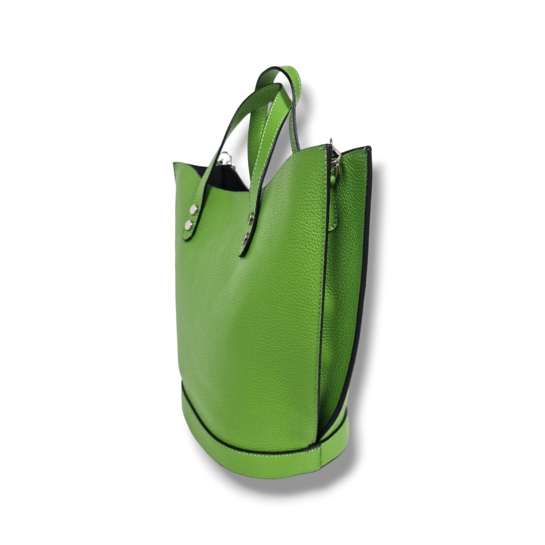 Geantă damă din piele naturală Trapeze Green Tote – Verde | Made in Italy