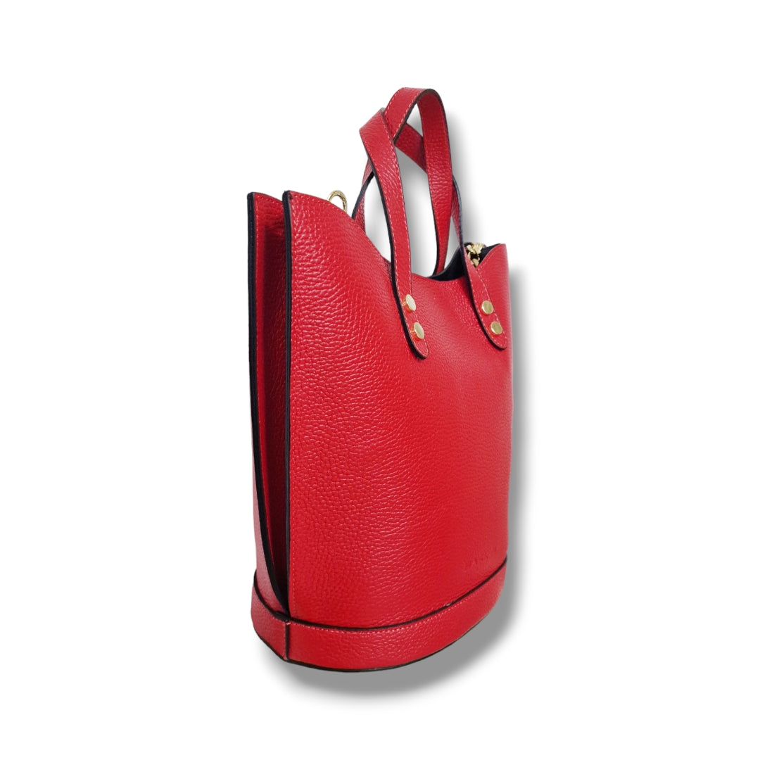 Geantă damă din piele naturală Trapeze Red Tote – Roșu | Made in Italy