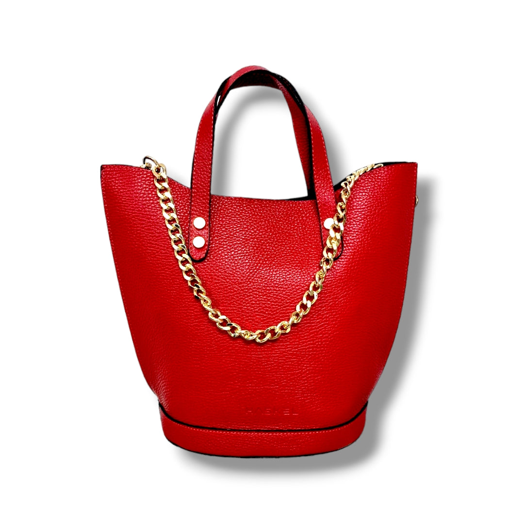 Geantă damă din piele naturală Trapeze Red Tote – Roșu | Made in Italy