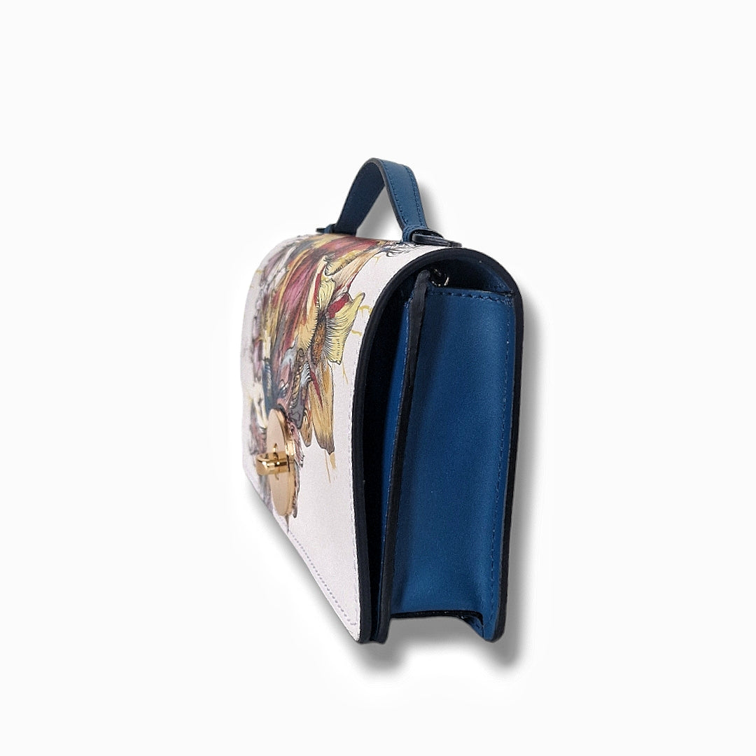 Geantă damă din piele naturală Barset Aquarelle Flowers Crossbody – Floral | Made in Italy