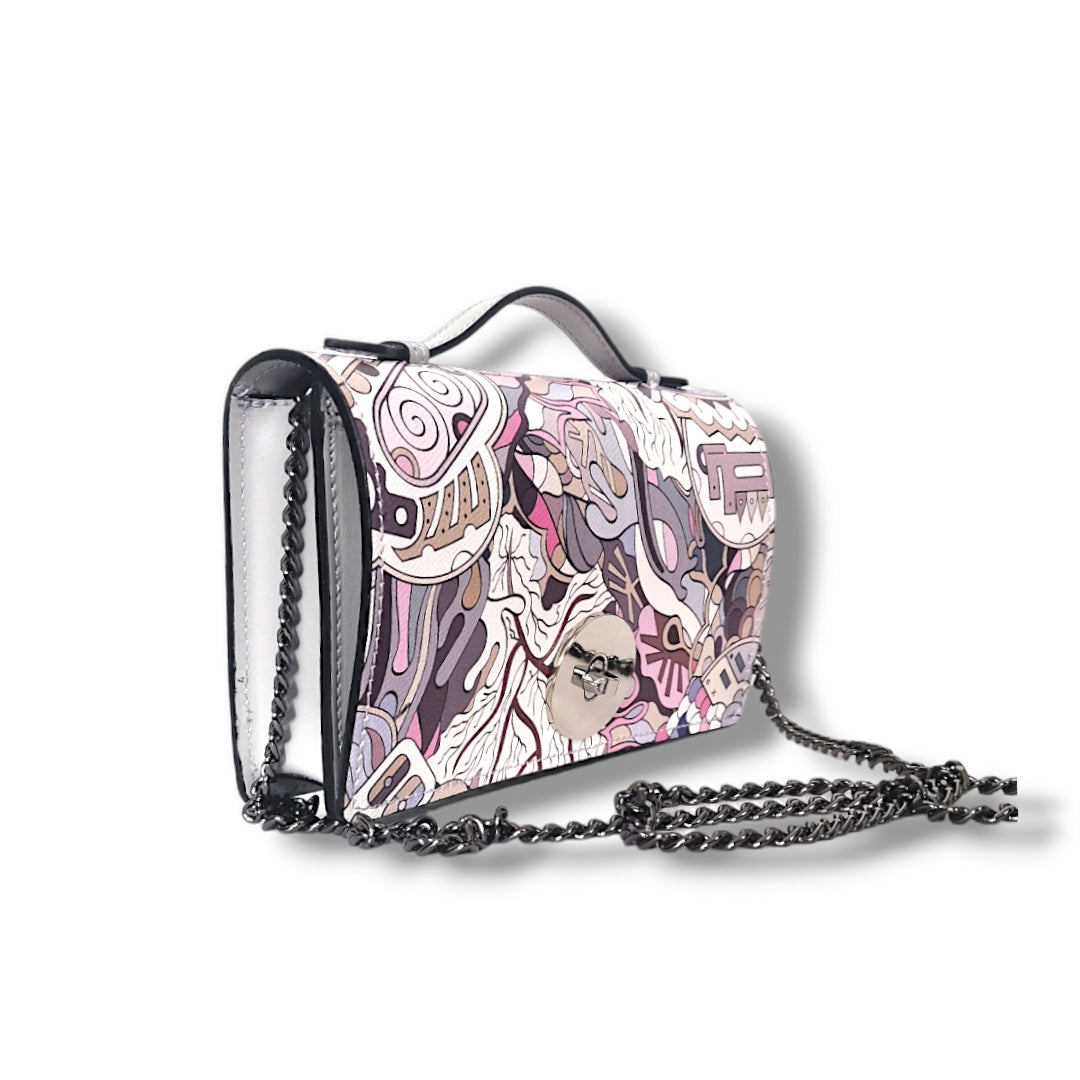 Geantă damă din piele naturală Barset Grey Illusion Crossbody – Multicolor | Made in Italy