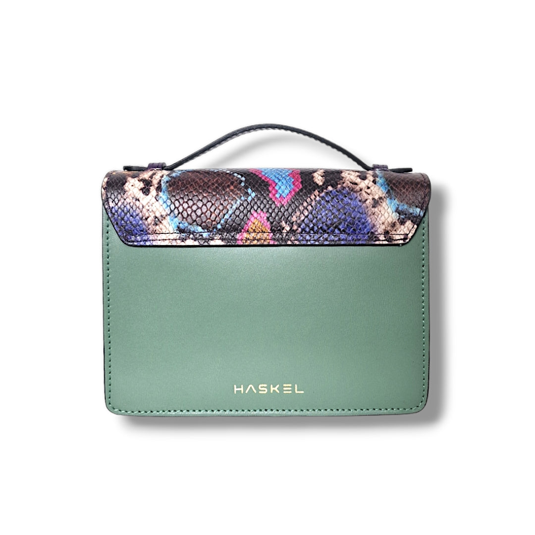 Geantă damă din piele naturală Case Python Light Green Crossbody – Verde Deschis | Made in Italy
