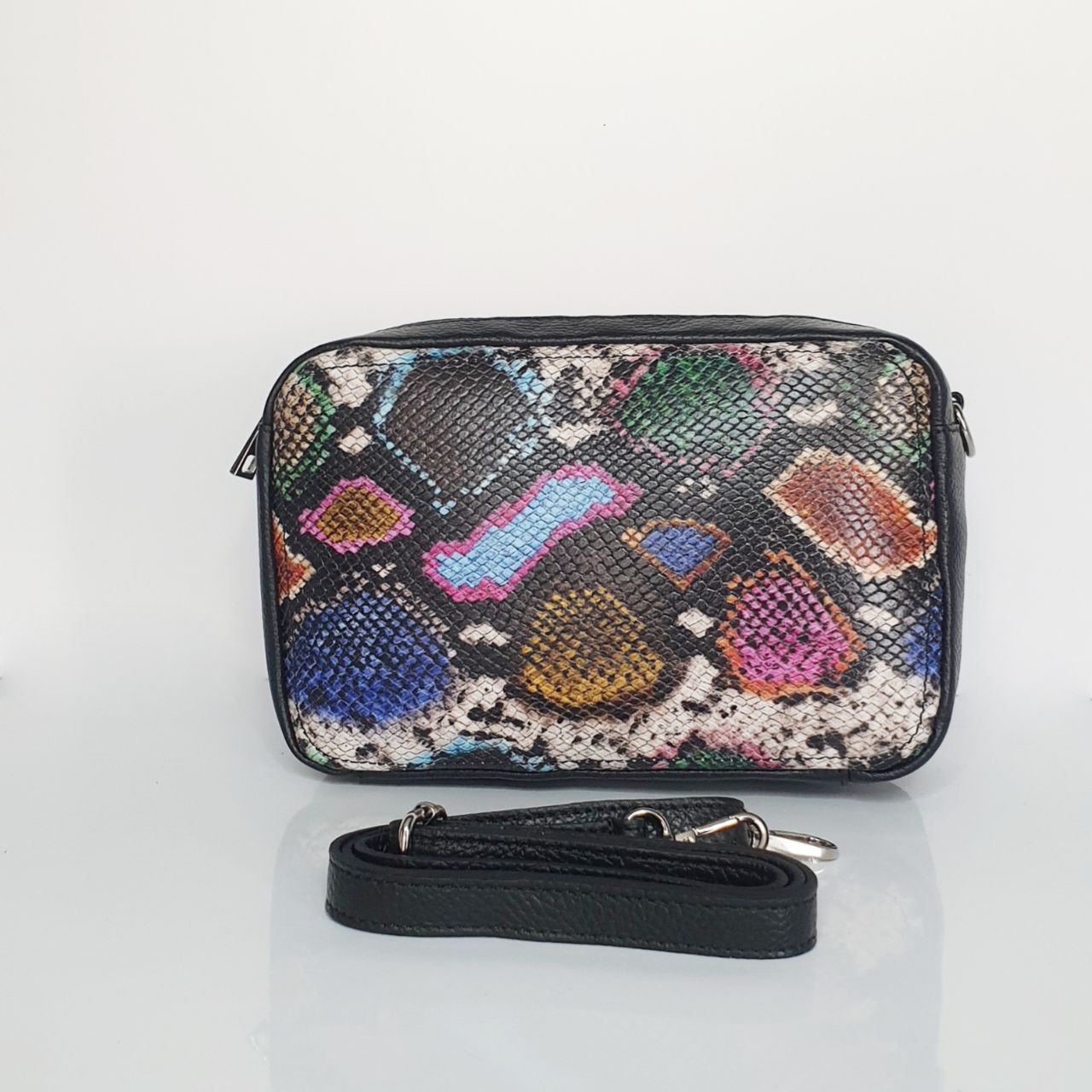 Geantă damă din piele naturală Leon Python Crossbody – Animal Print | Made in Italy